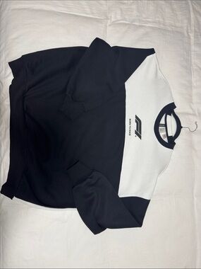 Divided Black and White Colorblock Crewneck Sweater
